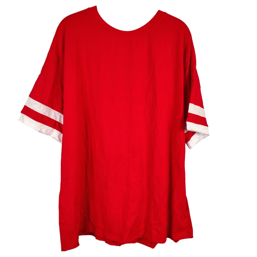 Womens XL Jersey T-Shirt Red White Striped Sleeve Varsity Gorpcore Streetwear